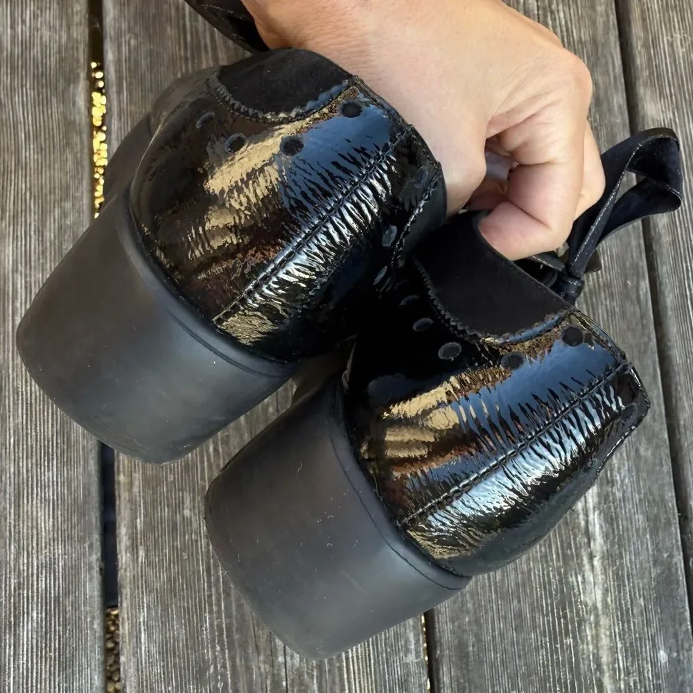 WONDERS Ribbon Lace Derby Wedge Leather Loafers In Nero 39